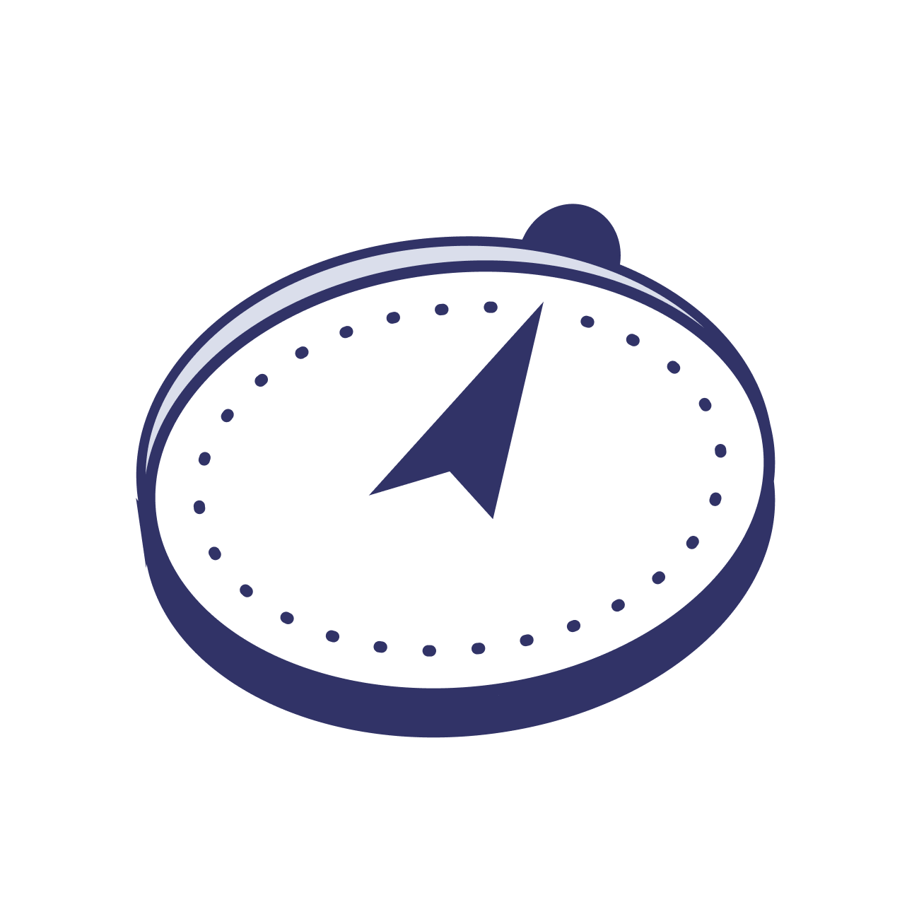 Illustration of a compass pointing forward